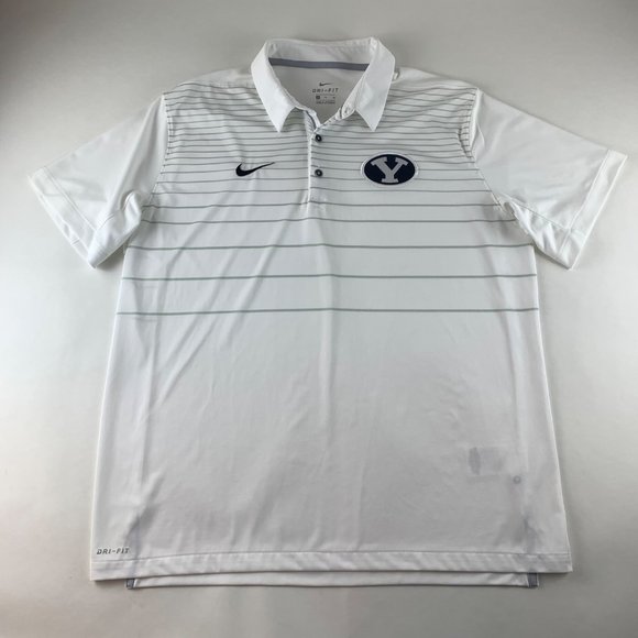 Nike Shirts Byu Cougars Ncaa White Nike Dri Fit Polo Shirt